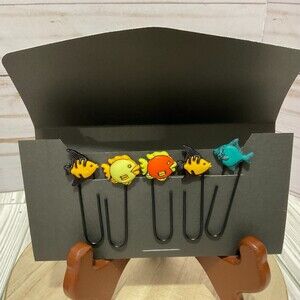 Fish Themed Jumbo Paperclip Bookmark School Office Supply Set of 5